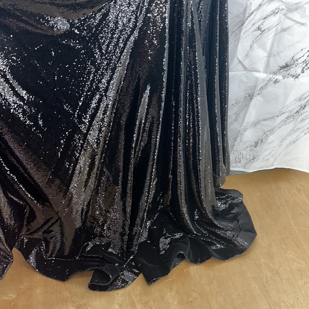 Jovani Black Sequins Formal strapless Dress long train side split size 10 - Picture 5 of 8